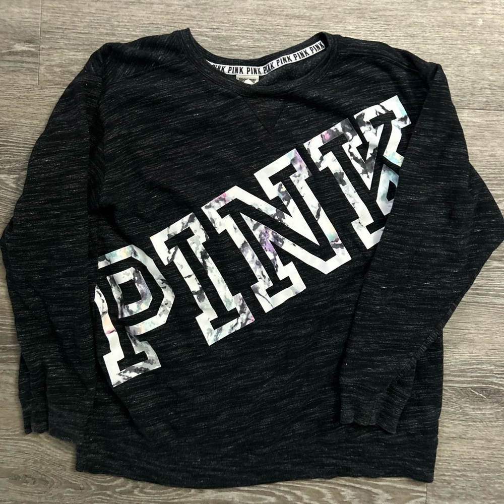 PINK Victoria's Secret Black Sweatshirt with Logo